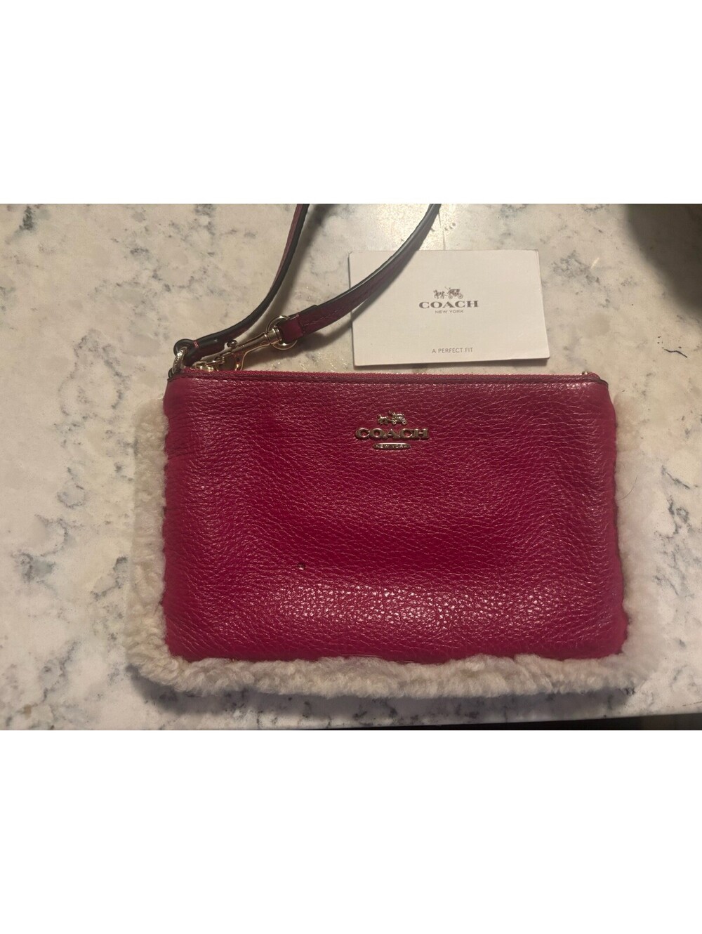 Coach Cranberry Pebbled Wristlet [COPY]